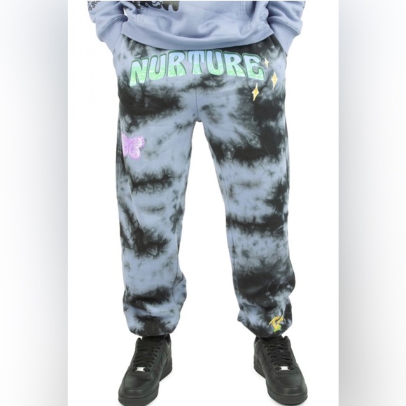 CONEY ISLAND PICNIC Nature Grey Black Graphic Tie Dye Sweatpants S - Picture 2 of 14